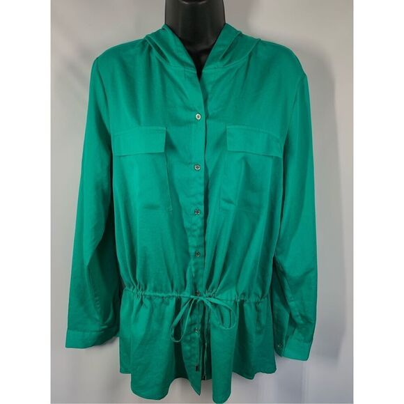 5----- Calvin Klein Long Sleeve Blouse Hoodie Size Large NWOT - Picture 1 of 8